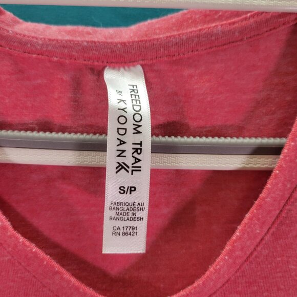 Freedom Trail Kyodan Womens V-Neck T-Shirt Rose Pink Short Sleeve Casual Top Siz - Picture 2 of 10
